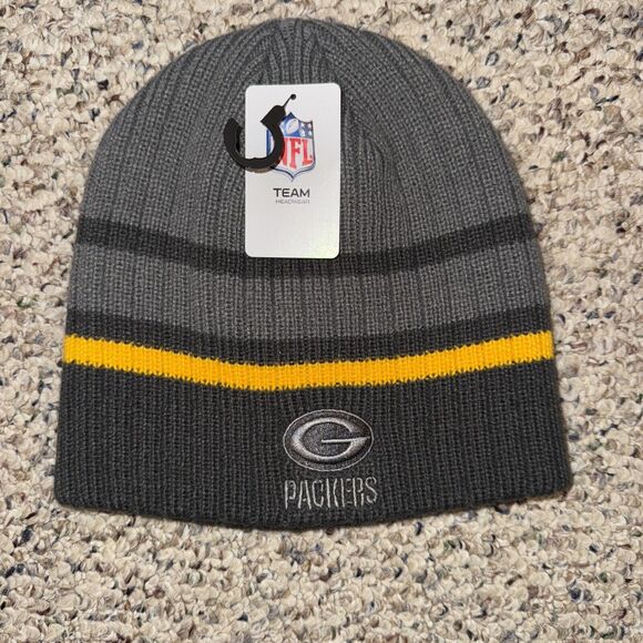 NFL Team Apparel Grenbay Packers Knit Beanie Hat, Gray,‎ One Size - Picture 1 of 2